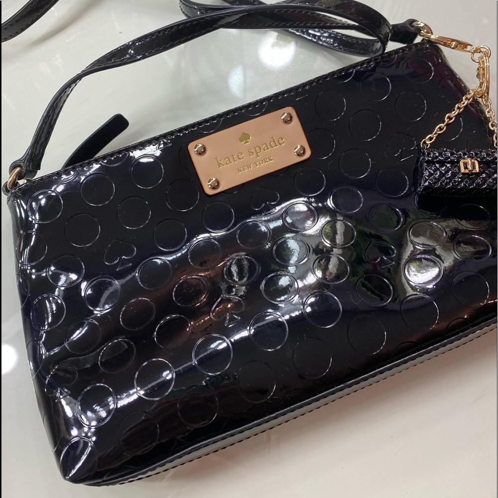 Kate Spate Patent Leather Purse w/Design and Fob